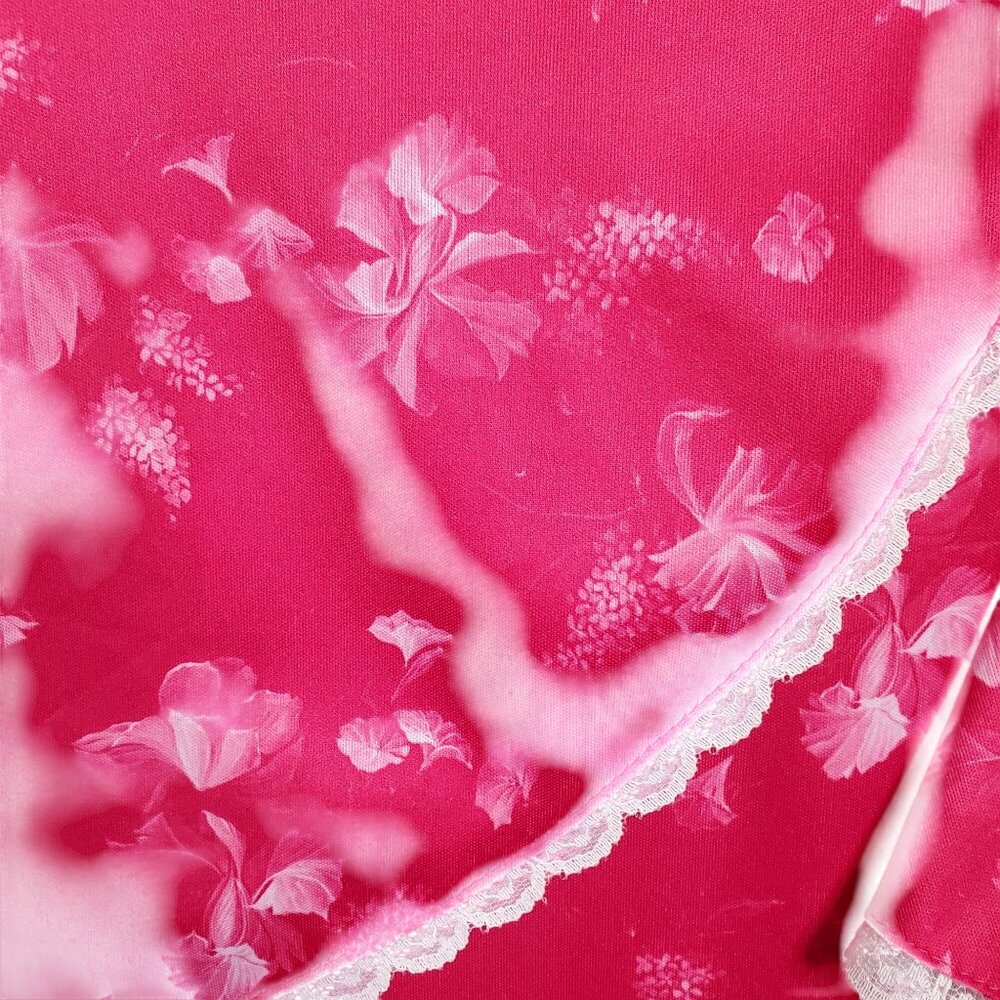 Vintage Sears Size 10 Dress Floral Lace Trim Shoulder Ribbon Floral Pattern Pink - Picture 10 of 13